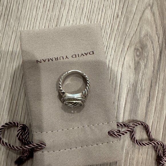 Authentic David Yurman Albion Ring Sterling Silver Prasiolite & Diamonds, 11mm - Picture 9 of 11
